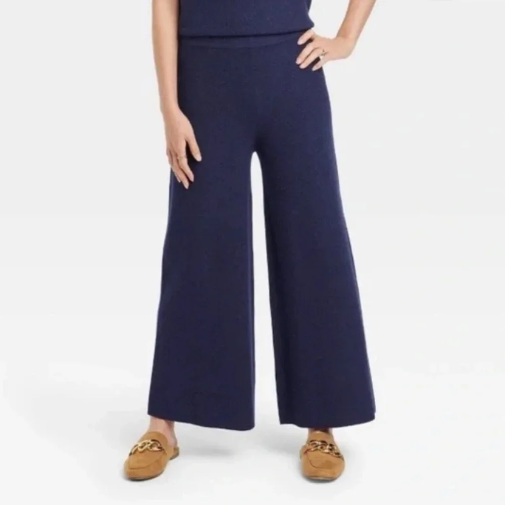 A New Day Women's Plus Size High-Rise Ribbed Sweater Wide Leg Pants